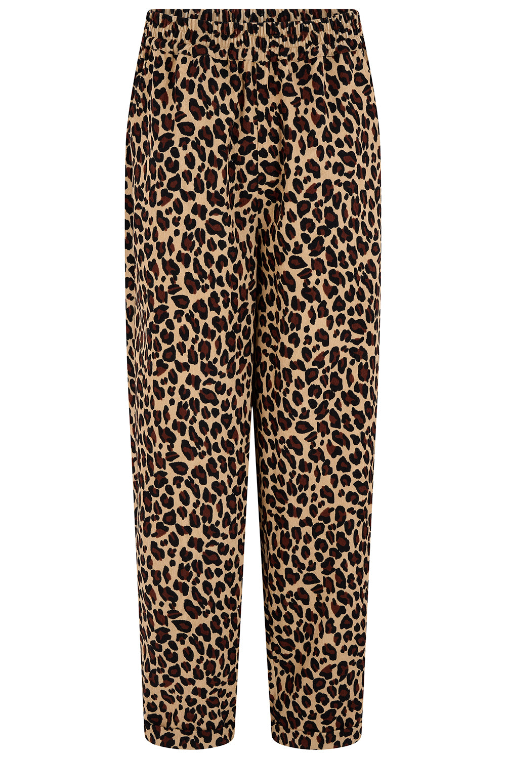 Leopard print pants on a white background
