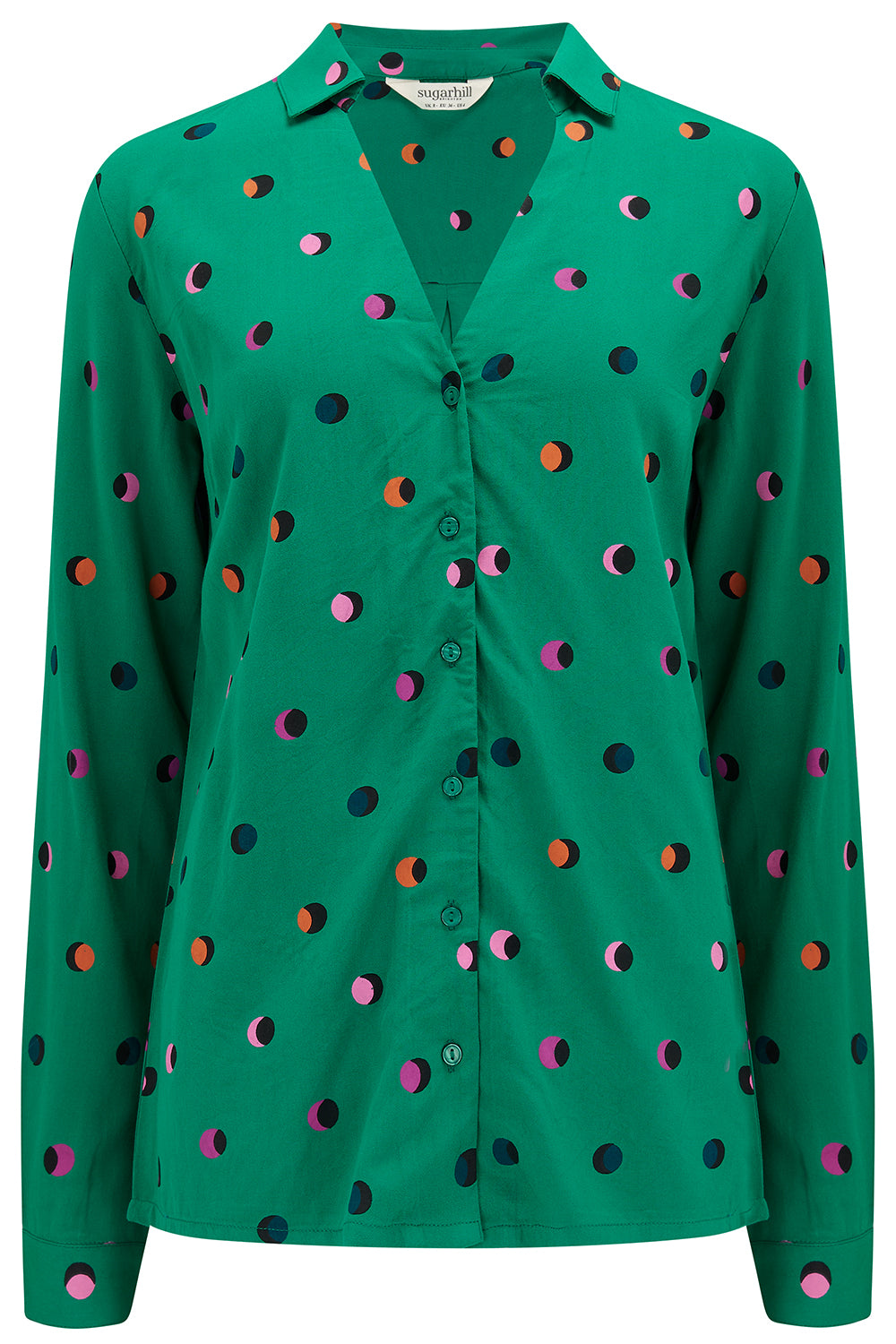 topshop green polka dot top