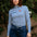 Annika Turtleneck Jersey Top - Off White/Blue, Cherry