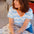 Khloe V-Neck T-Shirt Waves - Off White/Blue, Surf Waves