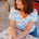 Khloe V-Neck T-Shirt Waves - Off White/Blue, Surf Waves