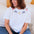 Celia Heavy-Weight T-Shirt - White, Flower Chain