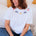Celia Heavy-Weight T-Shirt - White, Flower Chain