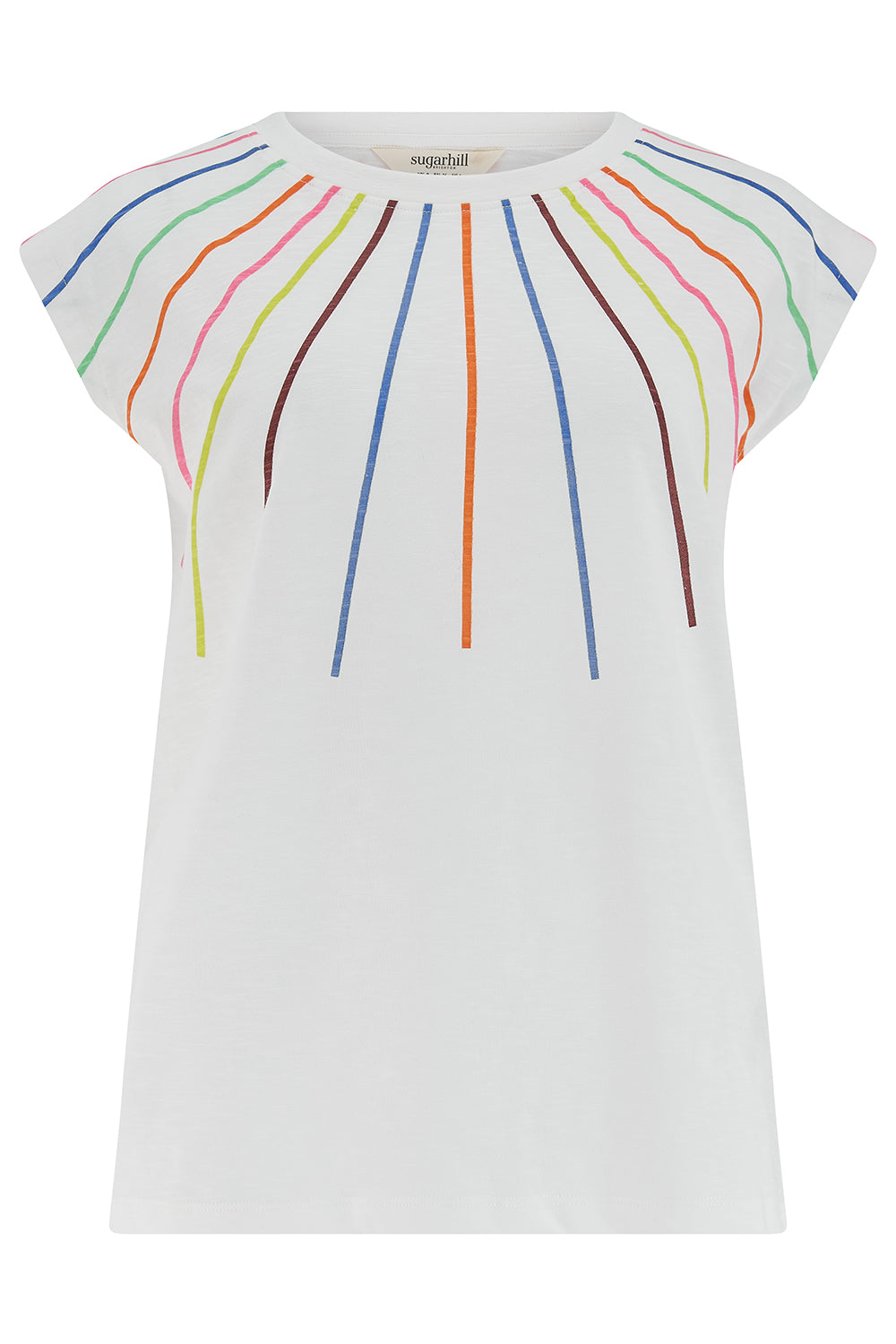 Chrissy Relaxed Tank T-Shirt - Off-White, Lazer Rainbow