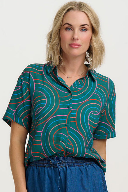 Andromeda Shirt - Green, Concentric Circles