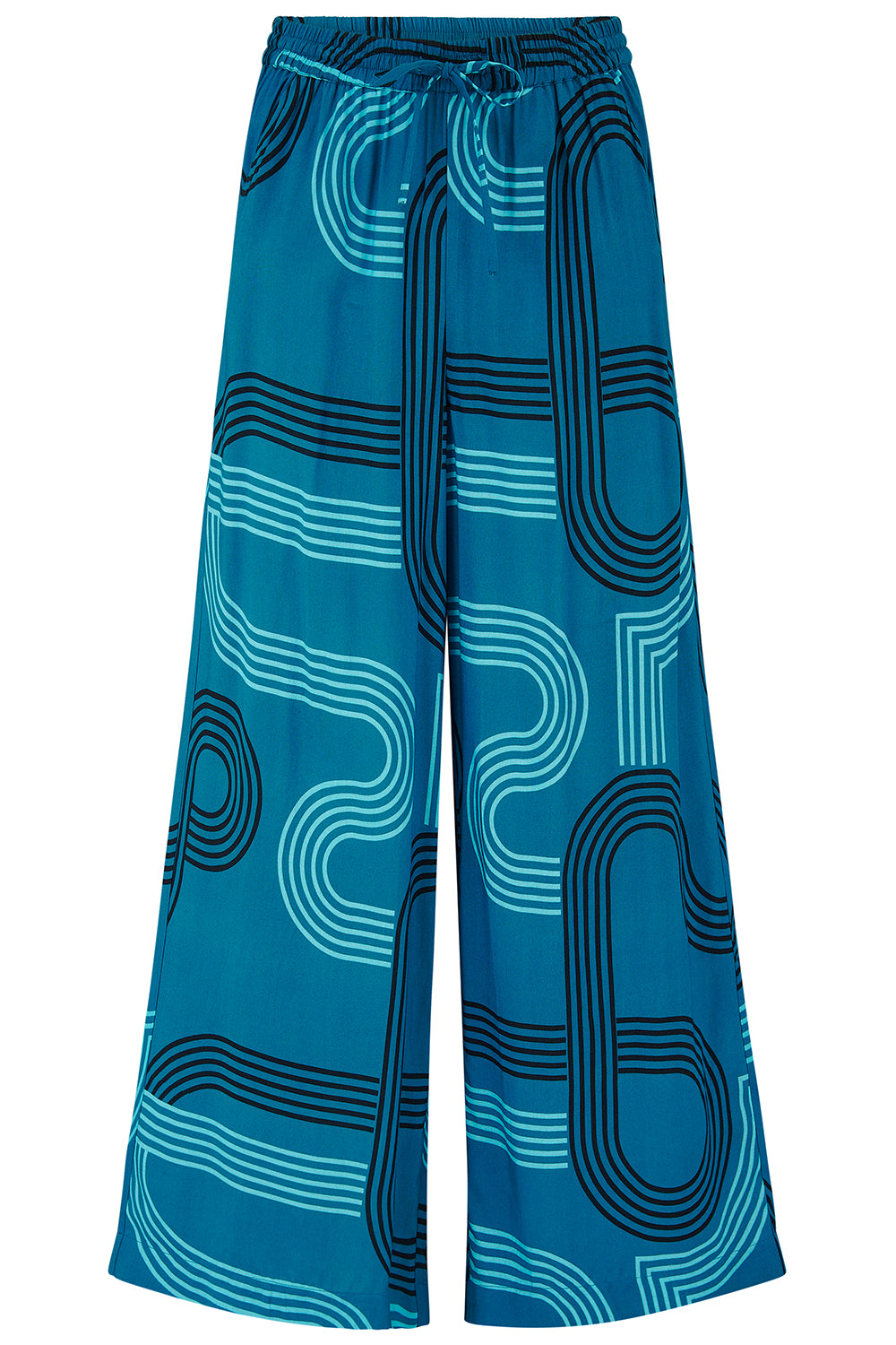 Blue pants with a pattern on a white background