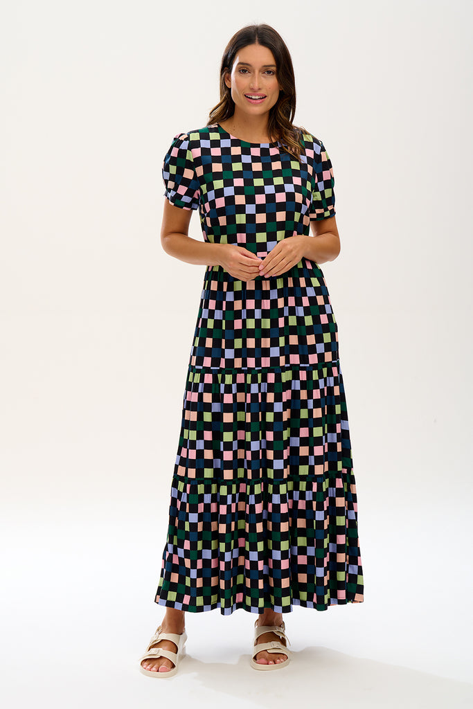 SUGARHILL FATIMAH V-NECK MAXI DRESS STAR LIGHTNING ANIMAL