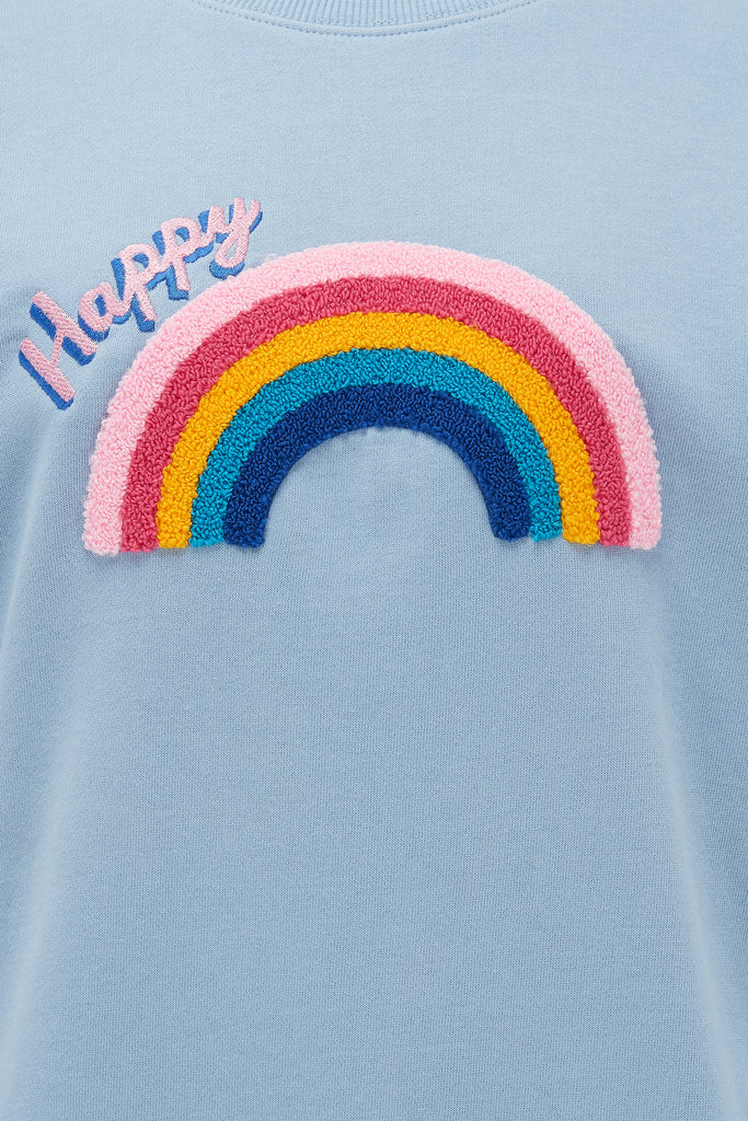 Noah Sweatshirt by Sugarhill Brighton - Navy, Rainbow Trim